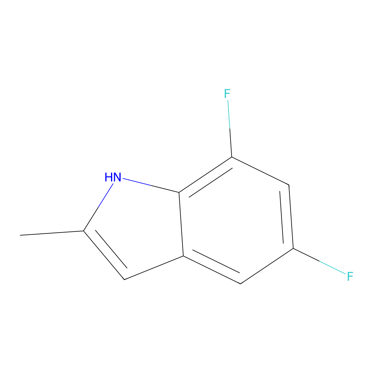 1H-Indole, 5,7-difluoro-2-methyl- molecular structure, CAS 1297284-90-2