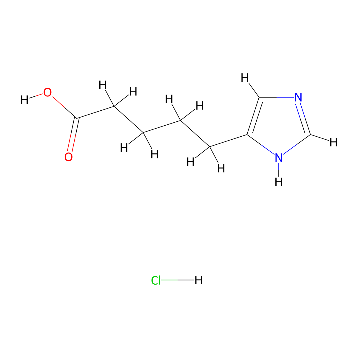 5-(1H-imidazol-4-yl)pentanoic acid hydrochloride molecular structure, CAS 1297344-72-9