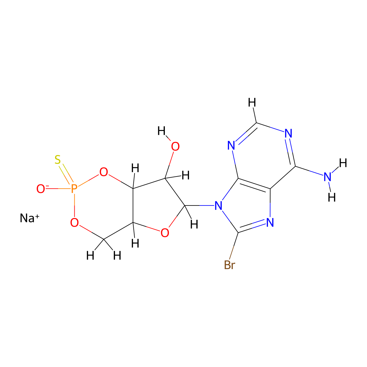 8-Bromoadenosine 3',5'-cyclic monophosphorothioate, Rp-isomer sodium salt molecular structure, CAS 129735-00-8