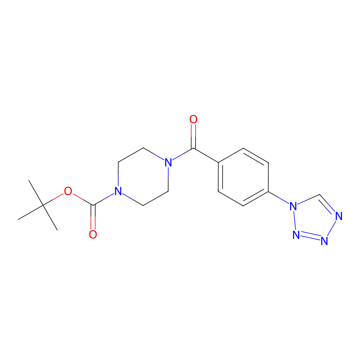 tert-butyl 4-{[4-(1H-tetrazol-1-yl)phenyl]carbonyl}piperazine-1-carboxylate molecular structure, CAS 1297456-06-4
