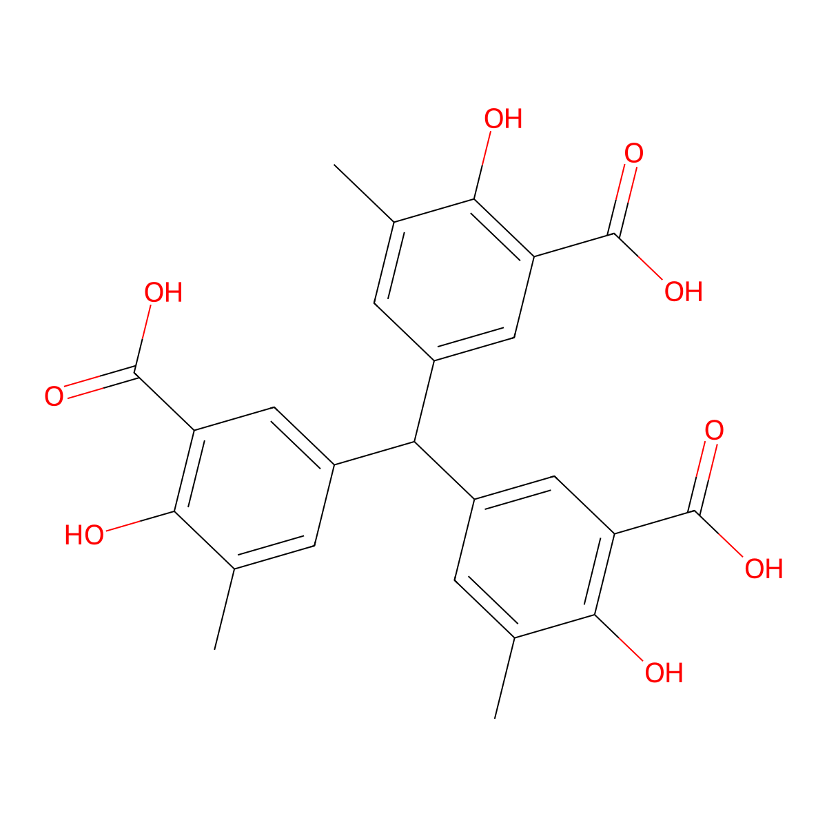 Benzoic acid, 3,3',3''-methylidynetris(6-hydroxy-5-methyl- molecular structure, CAS 129749-43-5