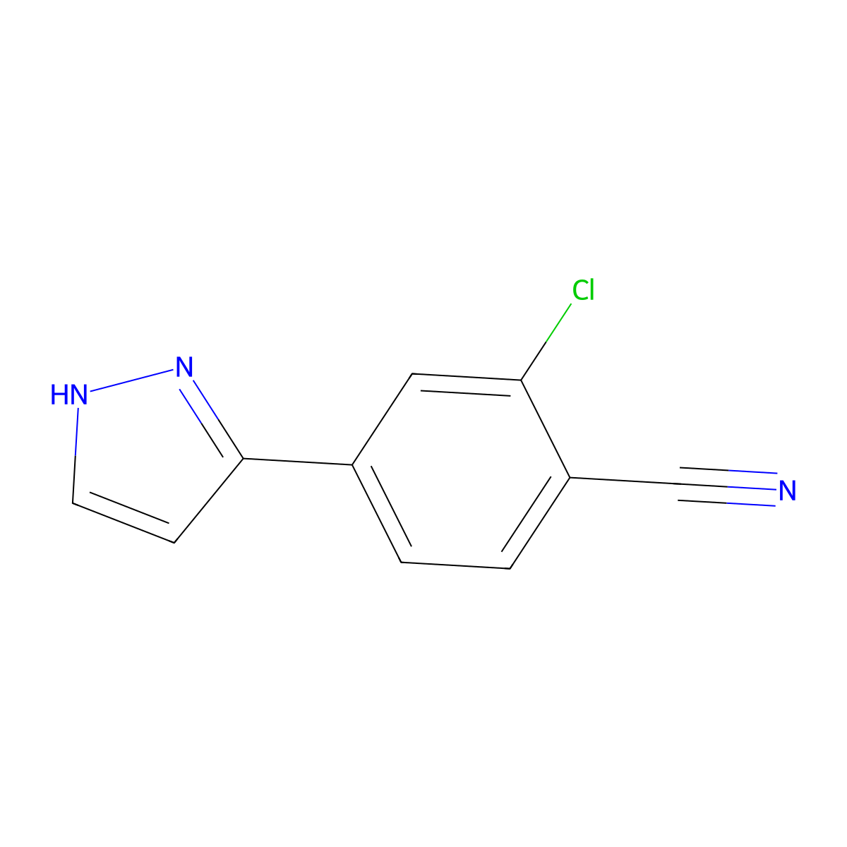 2-chloro-4-(1H-pyrazol-3-yl)benzonitrile molecular structure, CAS 1297537-37-1
