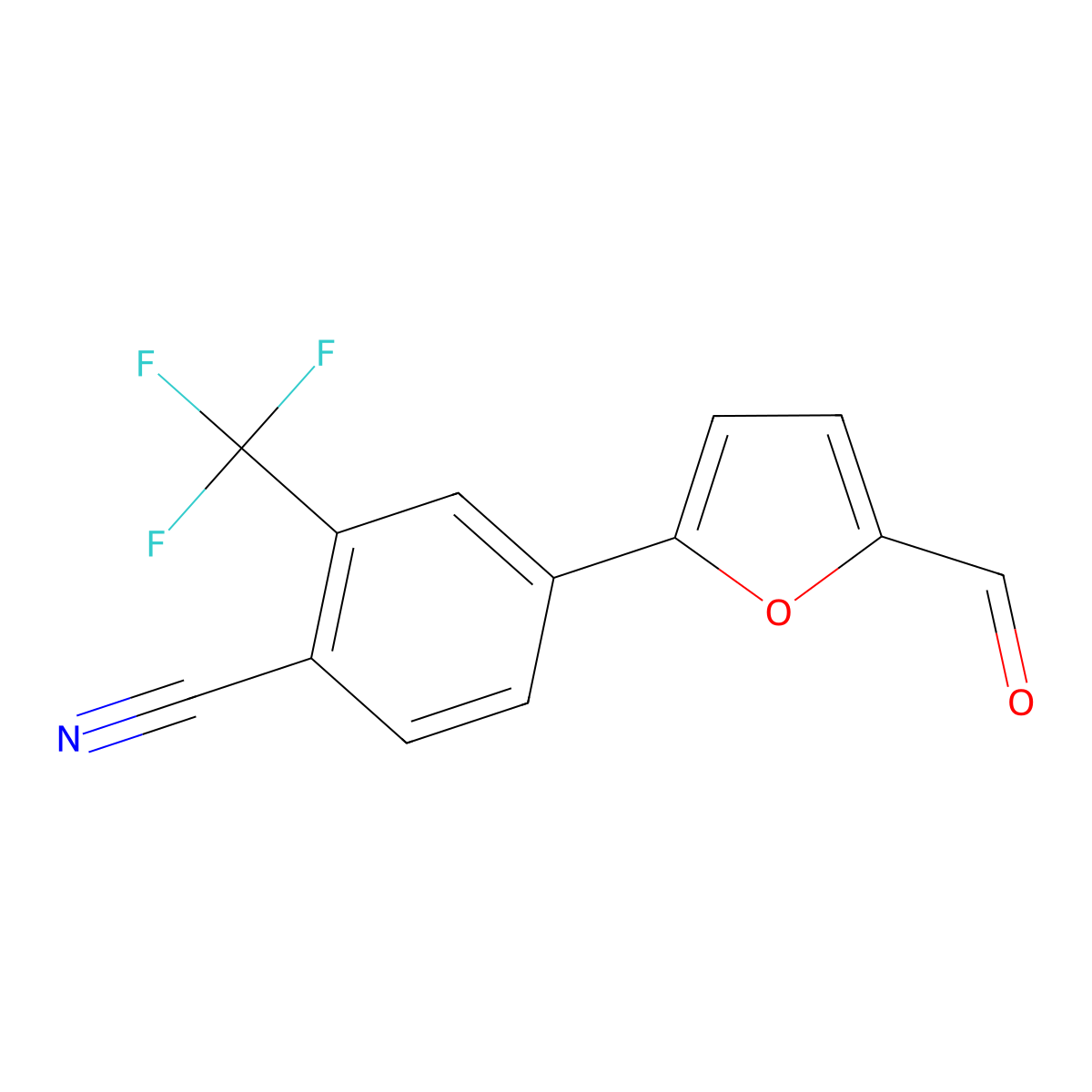 4-(5-Formylfuran-2-yl)-2-(trifluoromethyl)benzonitrile molecular structure, CAS 1297539-90-2