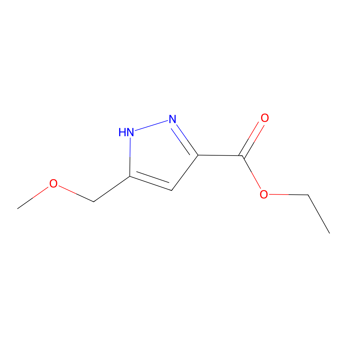 ethyl 5-(methoxymethyl)-1H-pyrazole-3-carboxylate molecular structure, CAS 1297546-22-5
