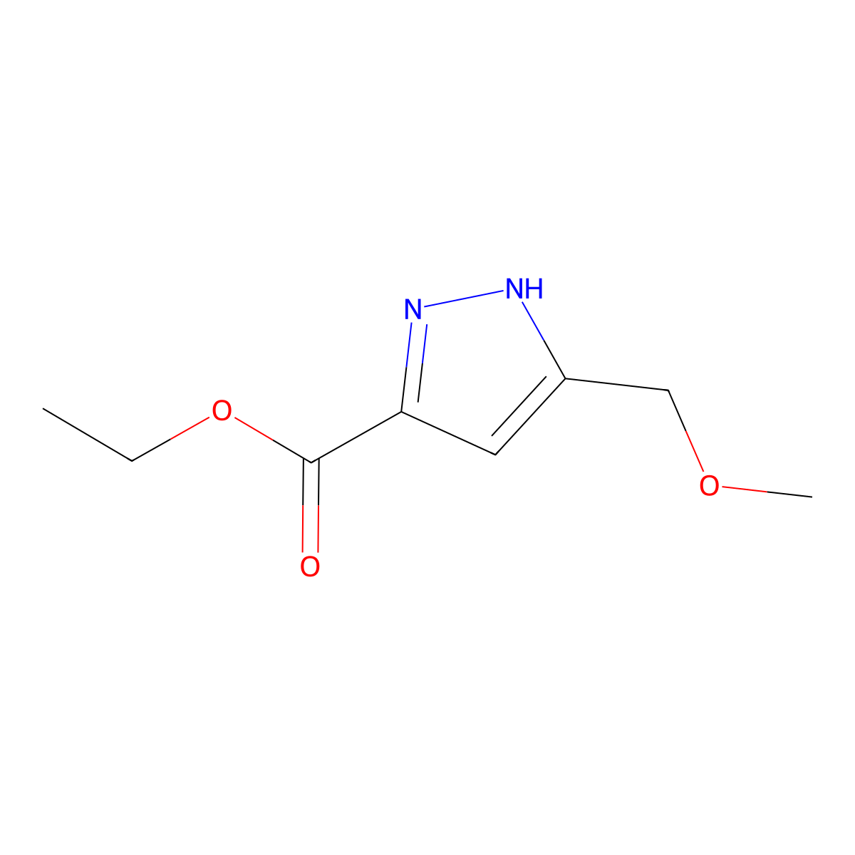 ethyl 5-(methoxymethyl)-1H-pyrazole-3-carboxylate molecular structure, CAS 1297546-22-5