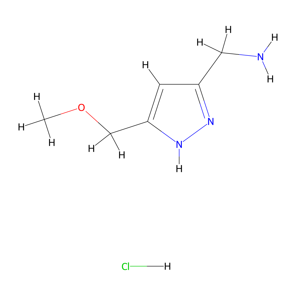 (5-(Methoxymethyl)-1H-pyrazol-3-yl)methanamine hydrochloride molecular structure, CAS 1297607-82-9
