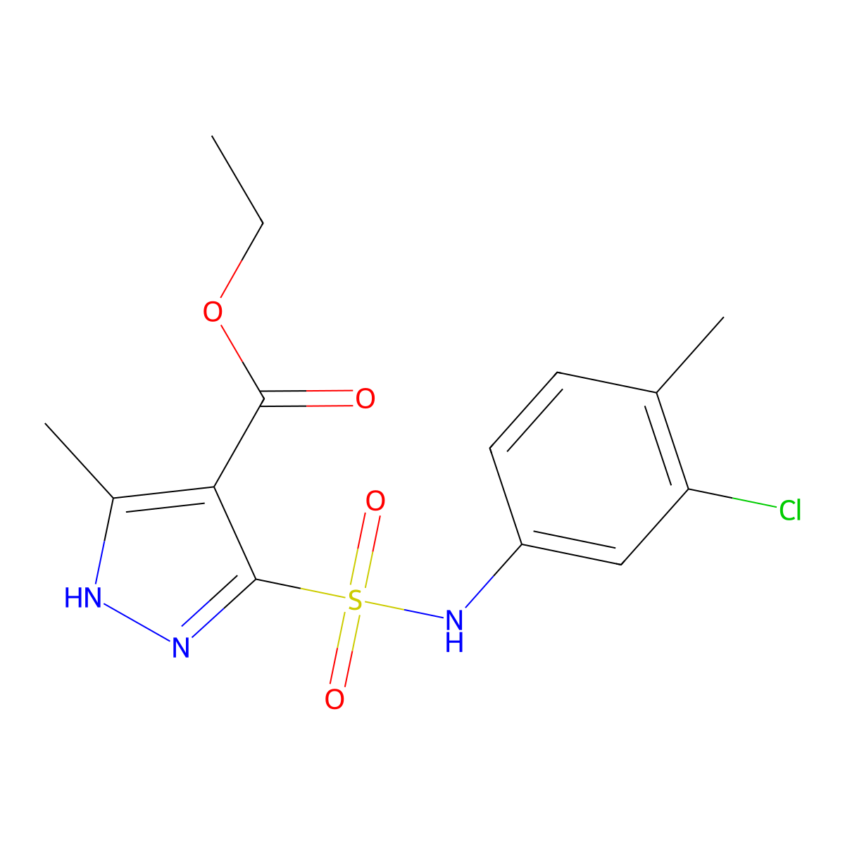 ethyl 5-(N-(3-chloro-4-methylphenyl)sulfamoyl)-3-methyl-1H-pyrazole-4-carboxylate molecular structure, CAS 1297609-99-4