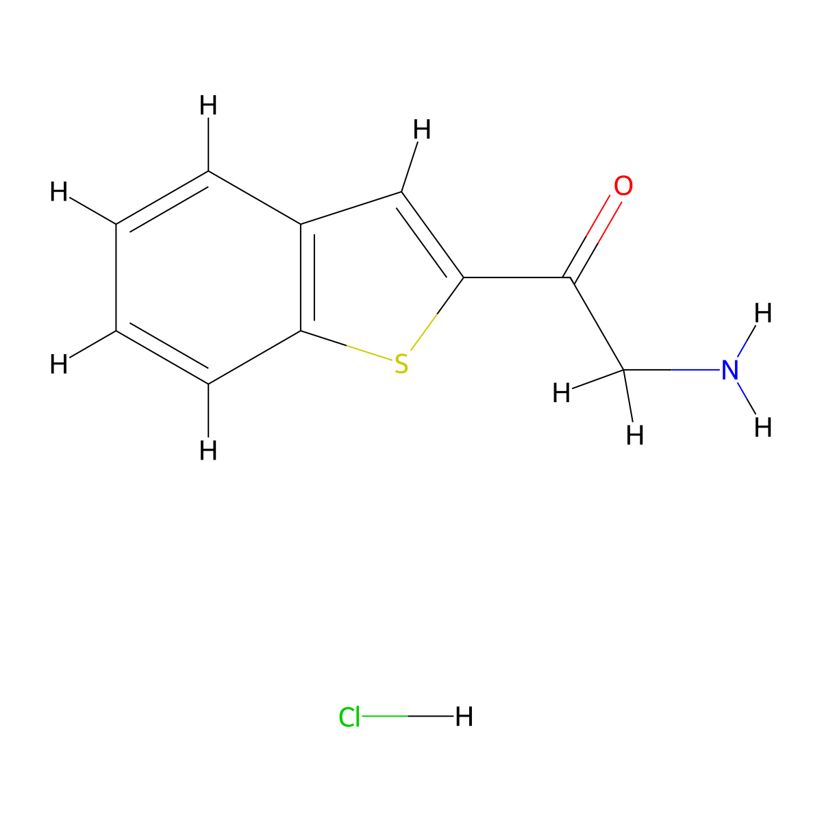 2-Amino-1-(1-benzothiophen-2-yl)ethan-1-one hydrochloride molecular structure, CAS 129761-30-4