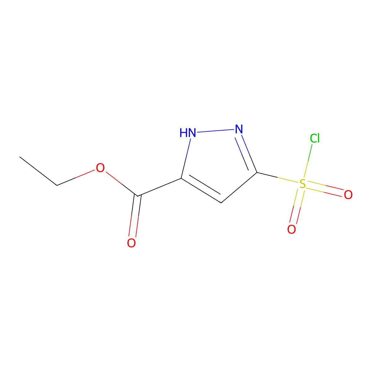 ethyl 5-(chlorosulfonyl)-1H-pyrazole-3-carboxylate molecular structure, CAS 1297611-70-1