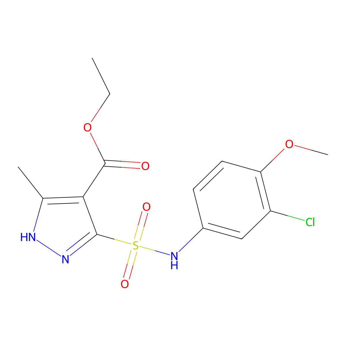 ethyl 5-(N-(3-chloro-4-methoxyphenyl)sulfamoyl)-3-methyl-1H-pyrazole-4-carboxylate molecular structure, CAS 1297612-23-7