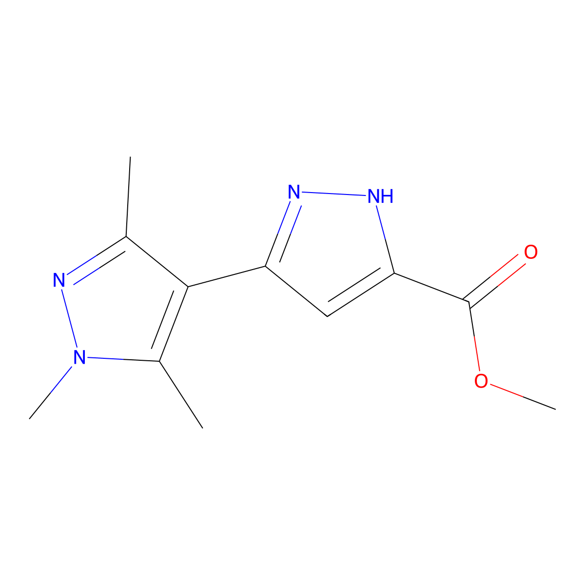 methyl 1',3',5'-trimethyl-1'H,2H-[3,4'-bipyrazole]-5-carboxylate molecular structure, CAS 1297612-79-3