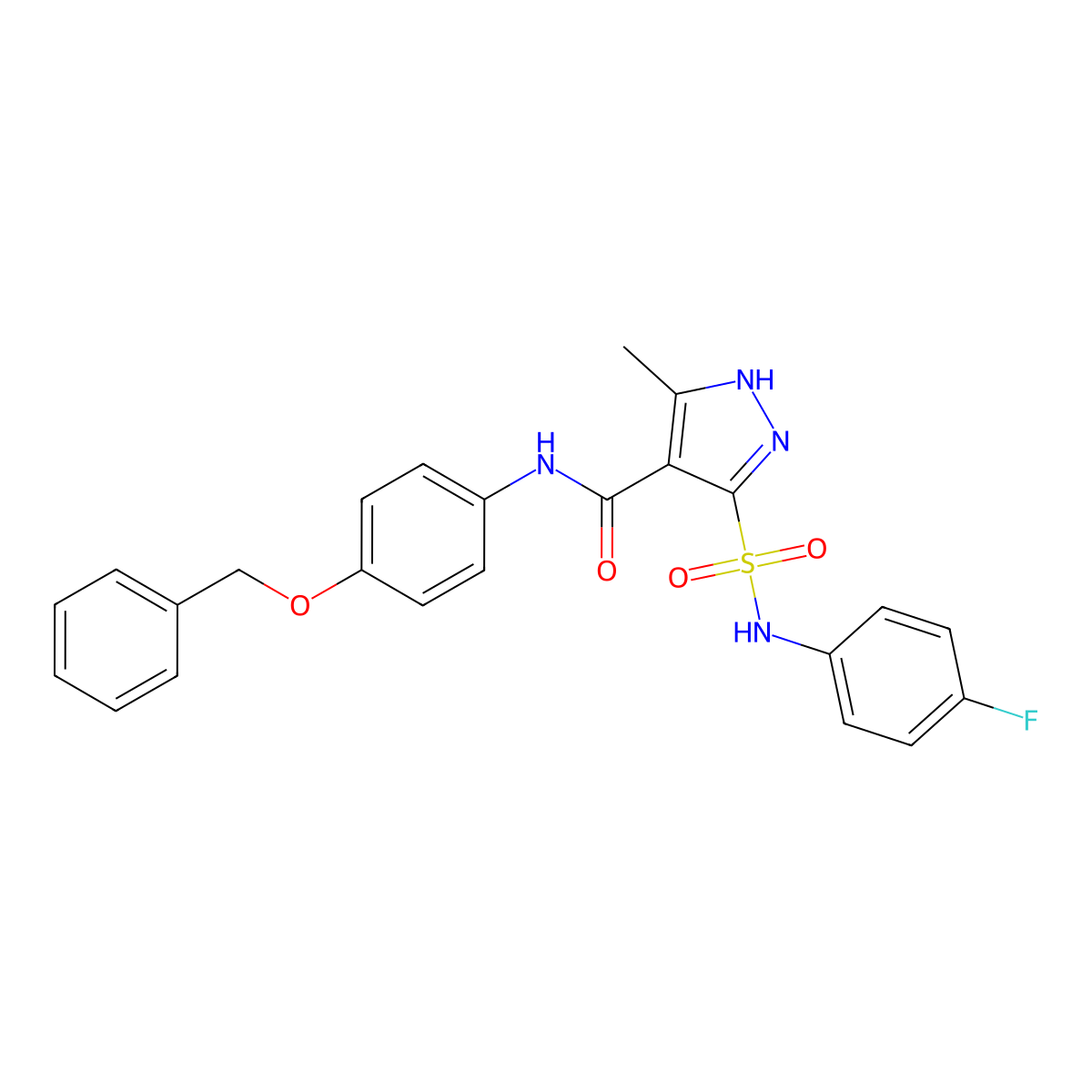 N-[4-(benzyloxy)phenyl]-5-[(4-fluorophenyl)sulfamoyl]-3-methyl-1H-pyrazole-4-carboxamide molecular structure, CAS 1297612-90-8