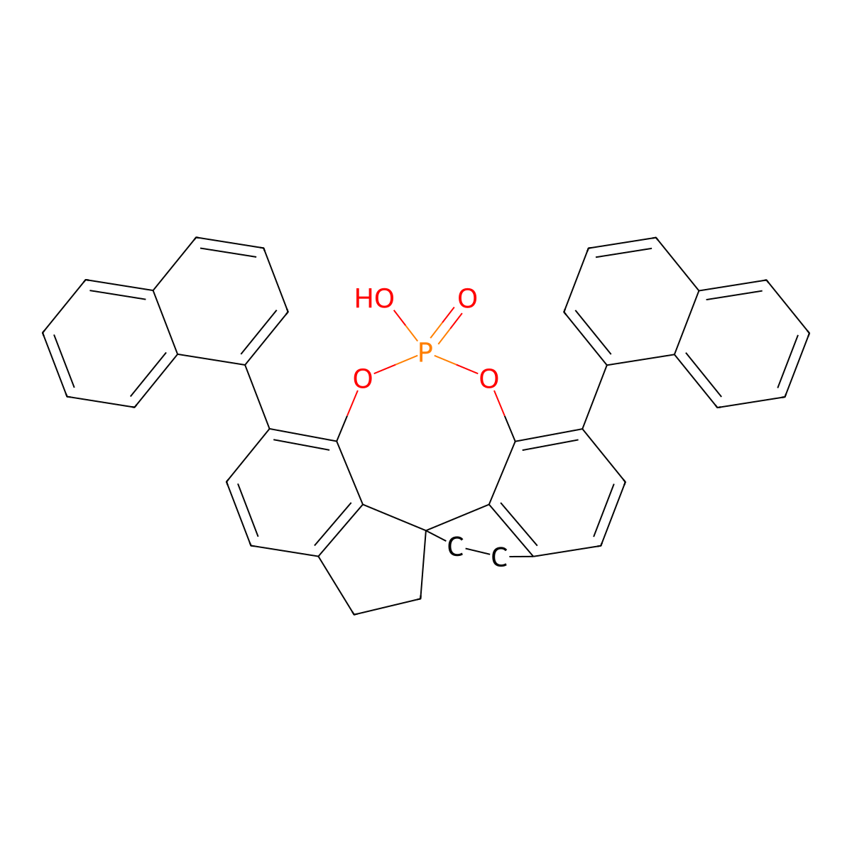 (11aR)-12-Hydroxy-1,10-di(naphthalen-1-yl)-4,5,6,7-tetrahydrodiindeno[7,1-de:1',7'-fg][1,3,2]dioxaphosphocine 12-oxide molecular structure, CAS 1297613-73-0