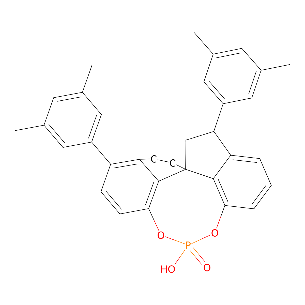 (11aR)-3,7-Bis(3,5-dimethylphenyl)-10,11,12,13-tetrahydro-5-hydroxy-diindeno[7,1-de:1',7'-fg][1,3,2]dioxaphosphocin-5-oxide molecular structure, CAS 1297613-75-2