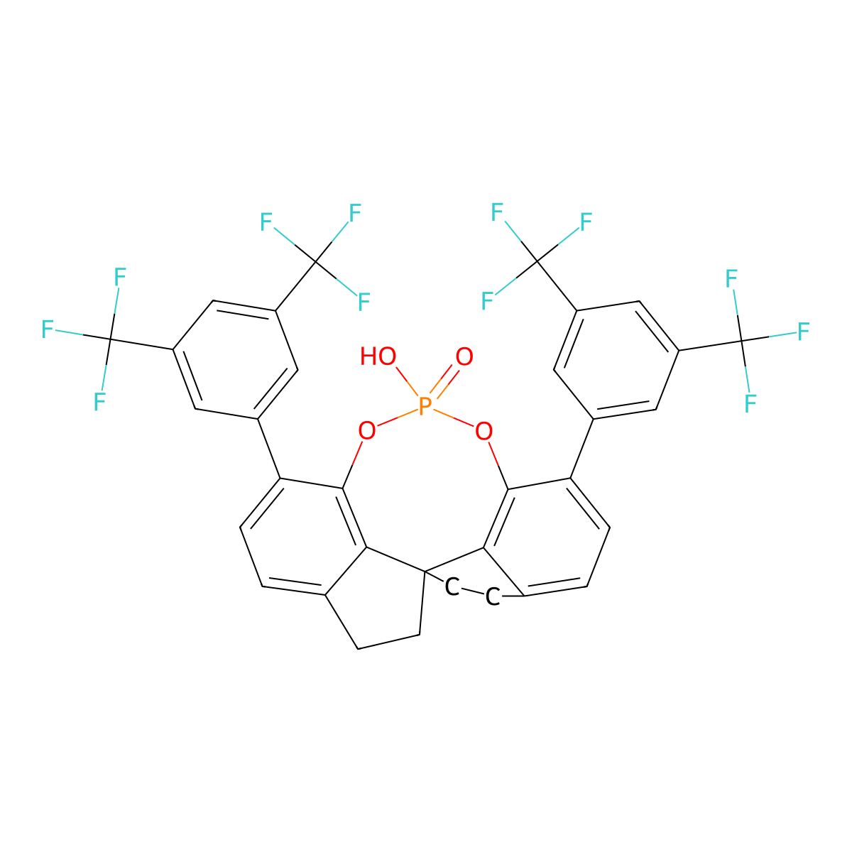 (11aR)-3,7-Bis[3,5-bis(trifluoromethyl)phenyl]-10,11,12,13-tetrahydro-5-hydroxy-5-oxide-diindeno[7,1-de:1',7'-fg][1,3,2]dioxaphosphocin molecular structure, CAS 1297613-76-3
