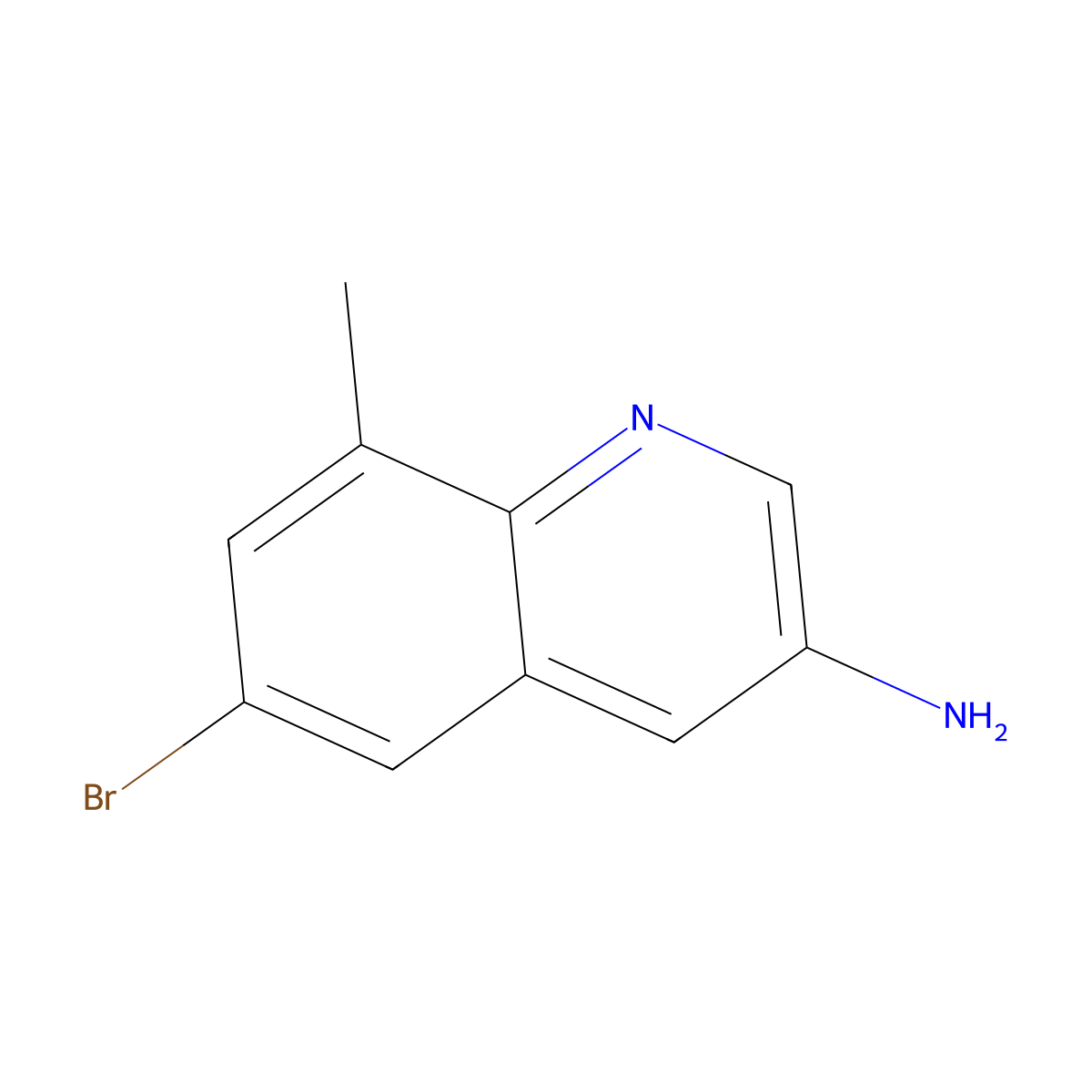6-Bromo-8-methylquinolin-3-amine molecular structure, CAS 1297654-80-8