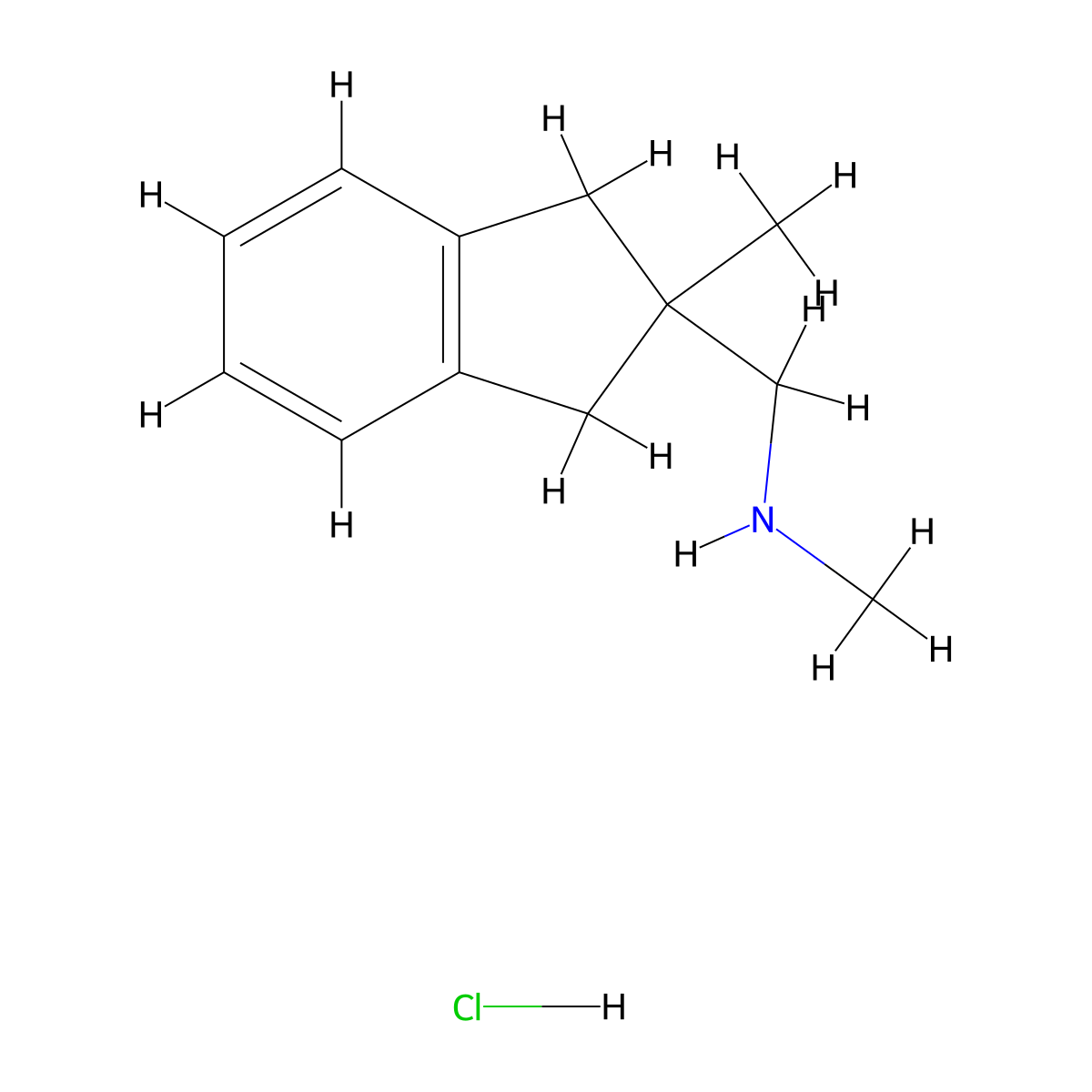 methyl[(2-methyl-2,3-dihydro-1H-inden-2-yl)methyl]amine hydrochloride molecular structure, CAS 129766-85-4
