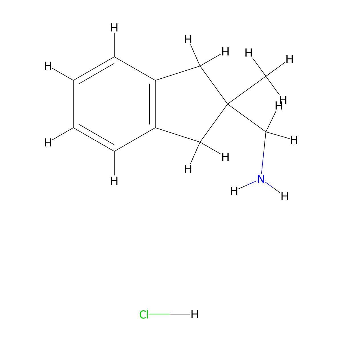 (2-methyl-2,3-dihydro-1H-inden-2-yl)methanamine hydrochloride molecular structure, CAS 129766-97-8