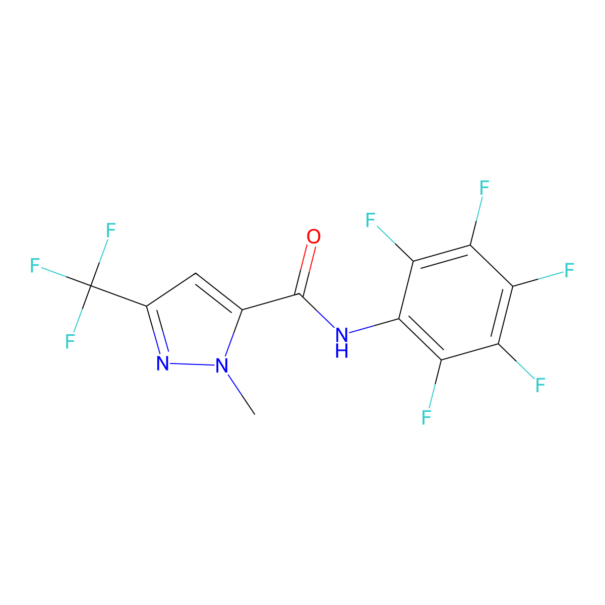 1-methyl-N-(pentafluorophenyl)-3-(trifluoromethyl)-1H-pyrazole-5-carboxamide molecular structure, CAS 129767-69-7