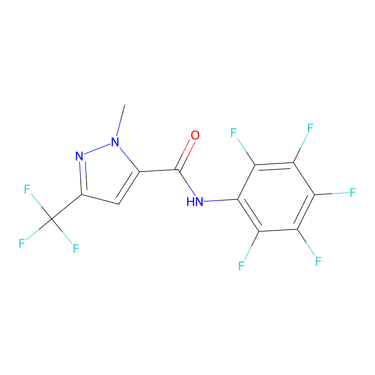 1-methyl-N-(pentafluorophenyl)-3-(trifluoromethyl)-1H-pyrazole-5-carboxamide molecular structure, CAS 129767-69-7