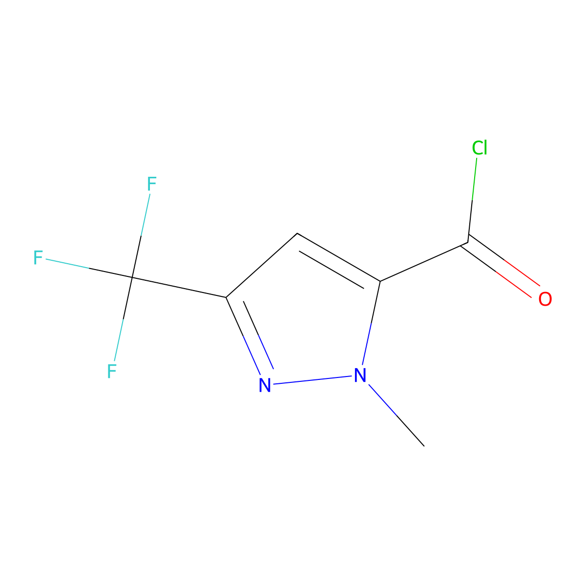 1-methyl-3-(trifluoromethyl)-1H-pyrazole-5-carbonyl chloride molecular structure, CAS 129768-24-7