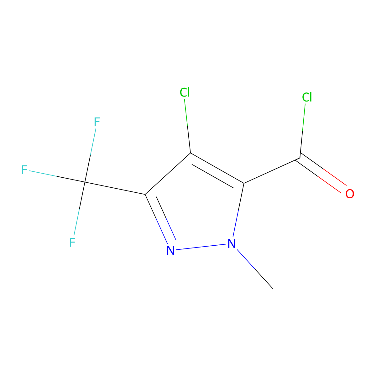 4-Chloro-1-methyl-3-(trifluoromethyl)pyrazole-5-carbonyl chloride molecular structure, CAS 129768-26-9