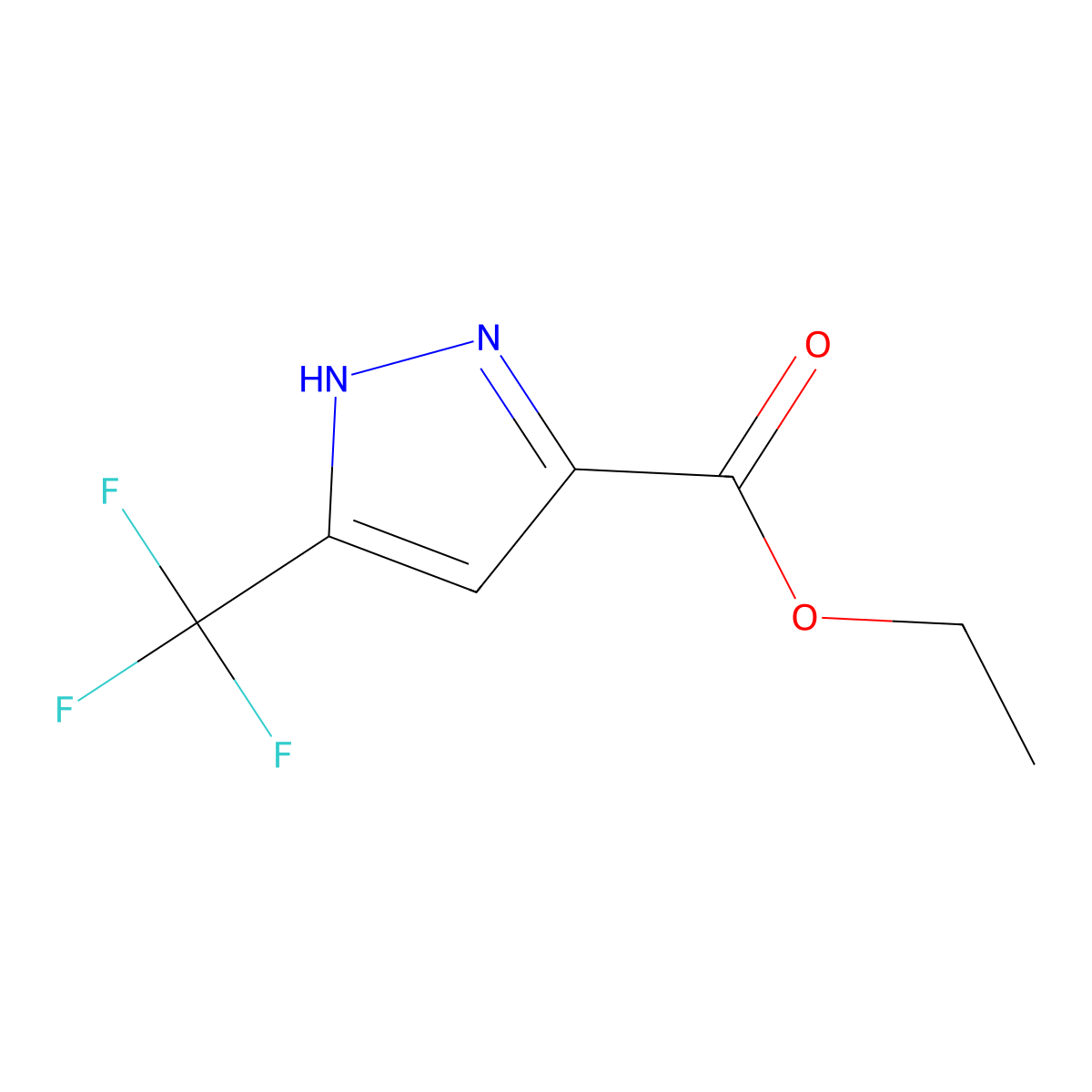 1H-Pyrazole-3-carboxylic acid, 5-(trifluoromethyl)-, ethyl ester molecular structure, CAS 129768-30-5