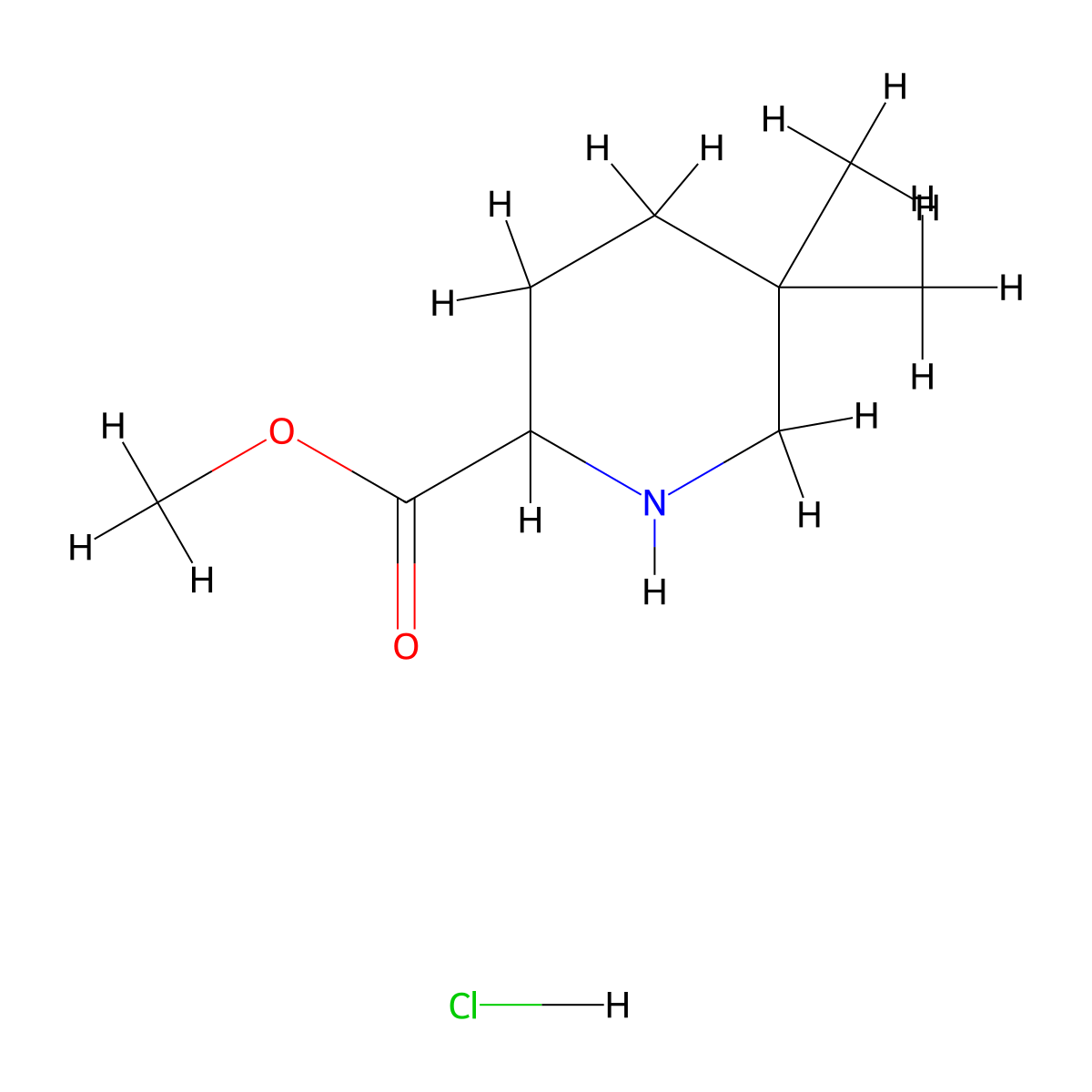 Methyl 5,5-dimethylpiperidine-2-carboxylate hydrochloride molecular structure, CAS 129769-06-8