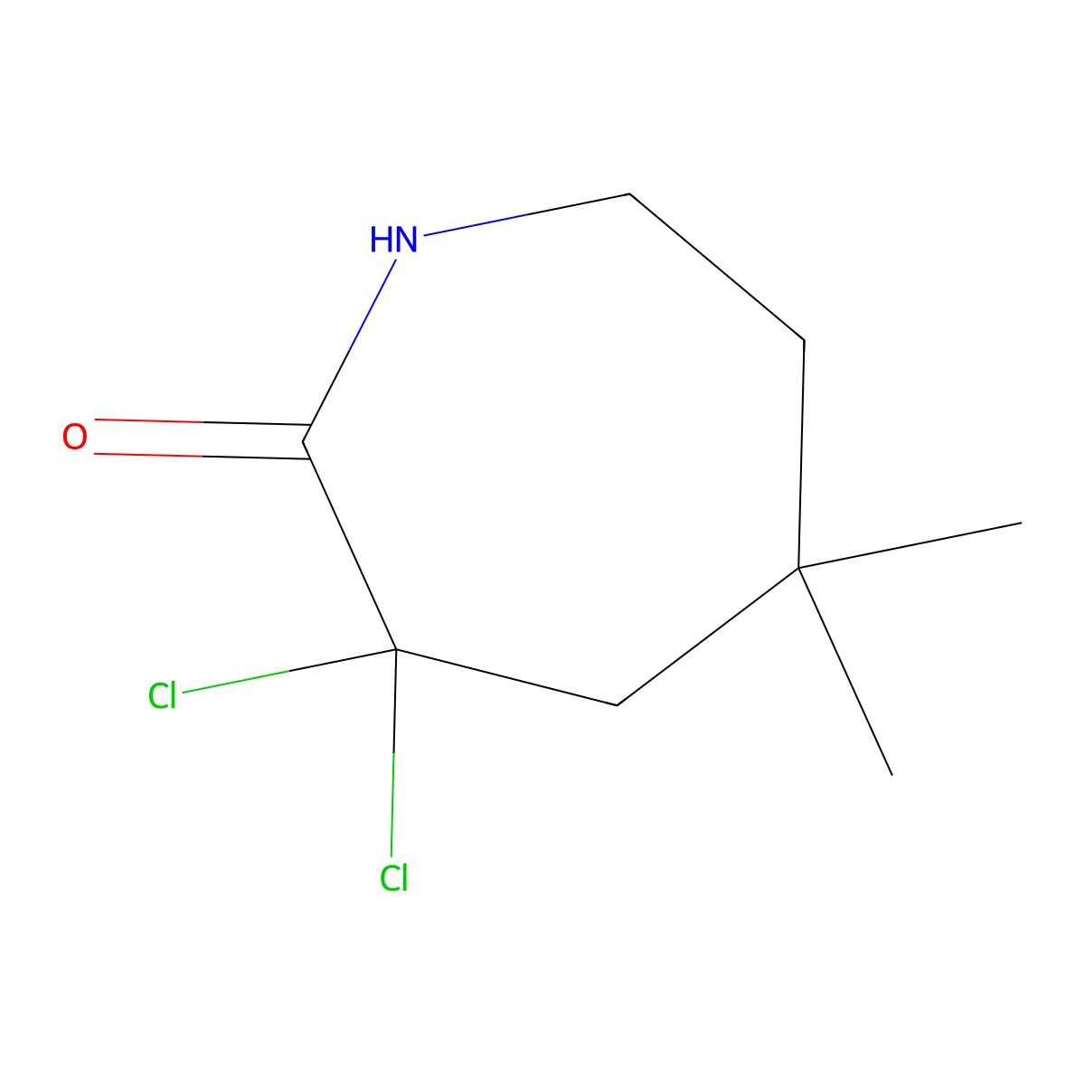 2H-Azepin-2-one, 3,3-dichlorohexahydro-5,5-dimethyl- molecular structure, CAS 129769-09-1