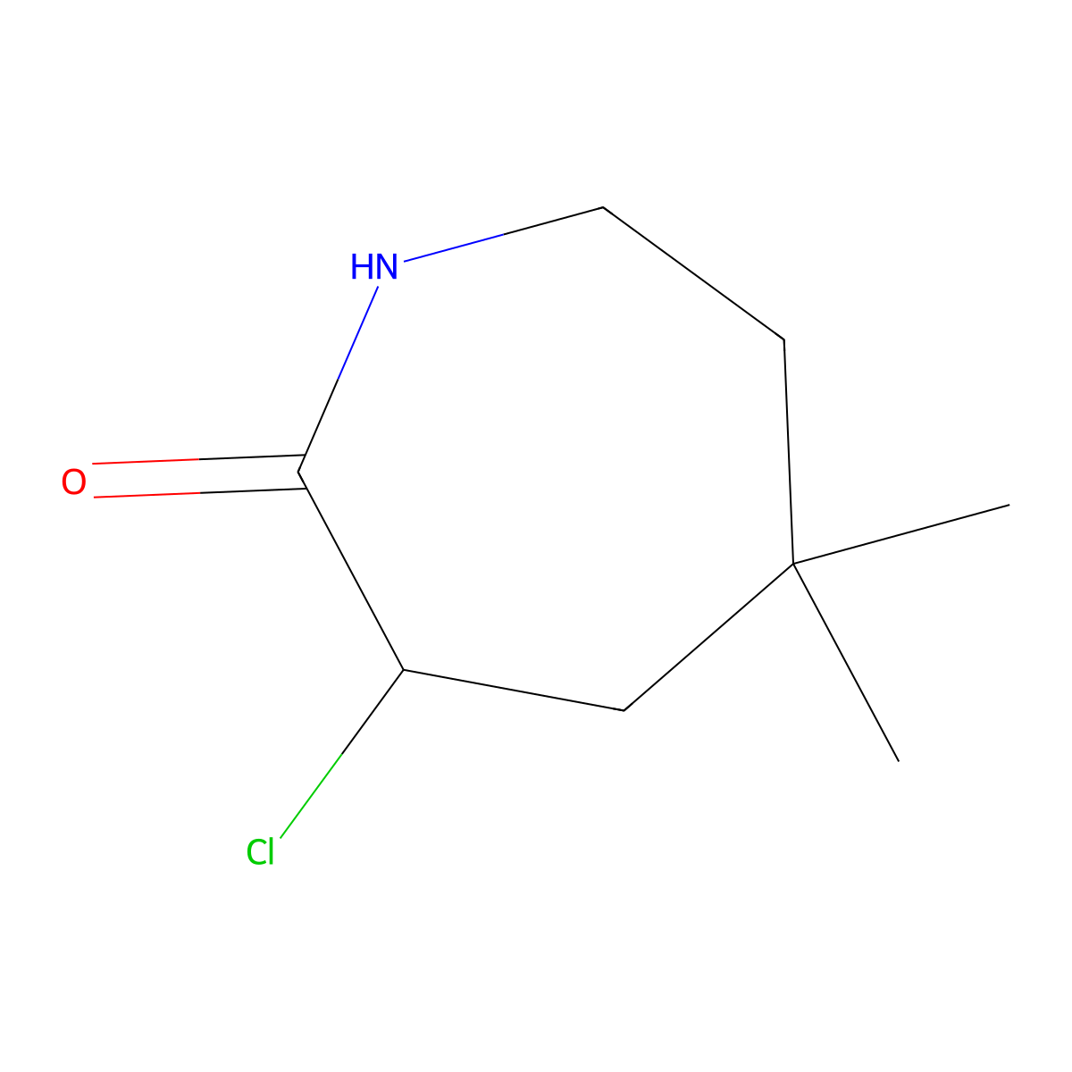 3-Chloro-5,5-dimethylazepan-2-one molecular structure, CAS 129769-10-4