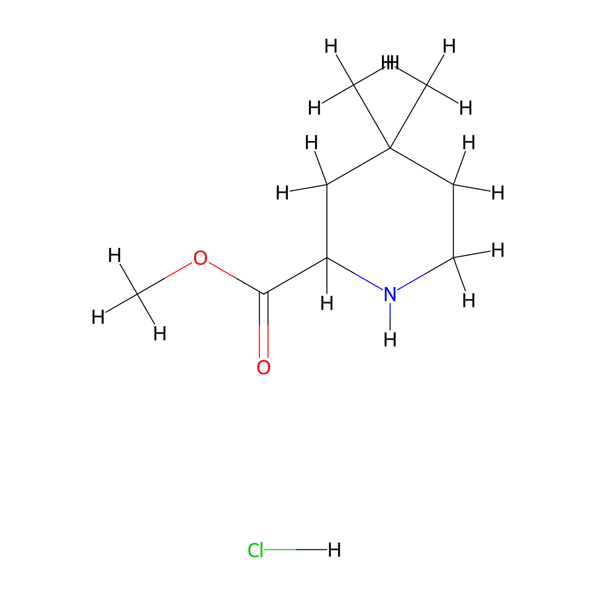 Methyl 4,4-dimethylpiperidine-2-carboxylate hydrochloride molecular structure, CAS 129769-11-5