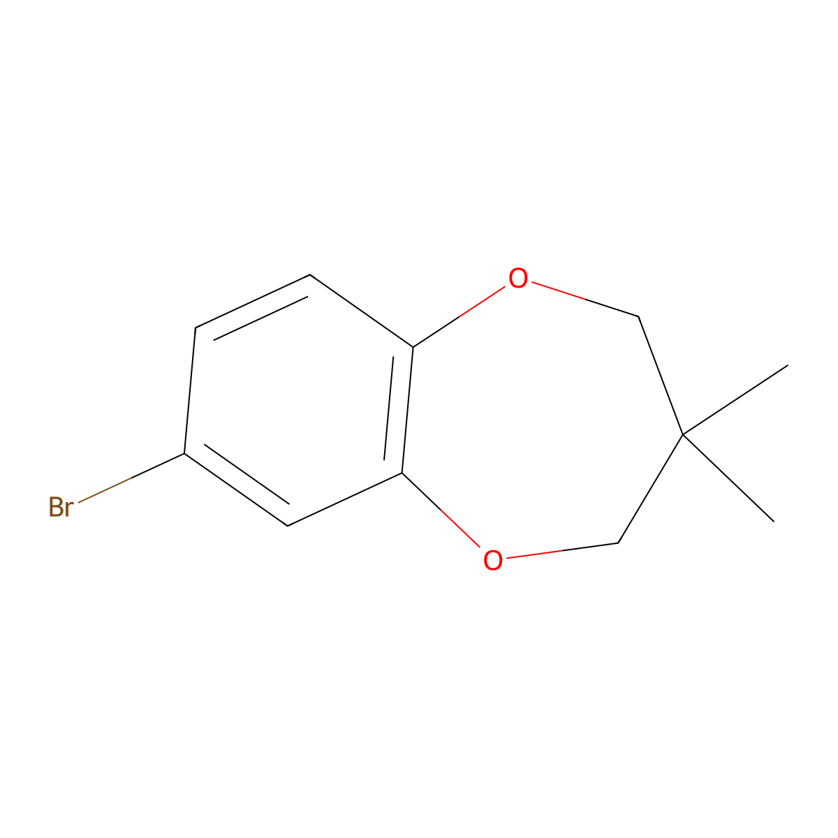 7-bromo-3,3-dimethyl-3,4-dihydro-2H-benzo[b][1,4]dioxepine molecular structure, CAS 129790-86-9