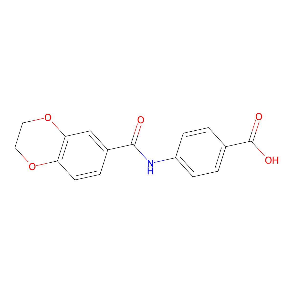 4-(2,3-Dihydro-1,4-benzodioxine-6-carbonylamino)benzoic acid molecular structure, CAS 129791-55-5