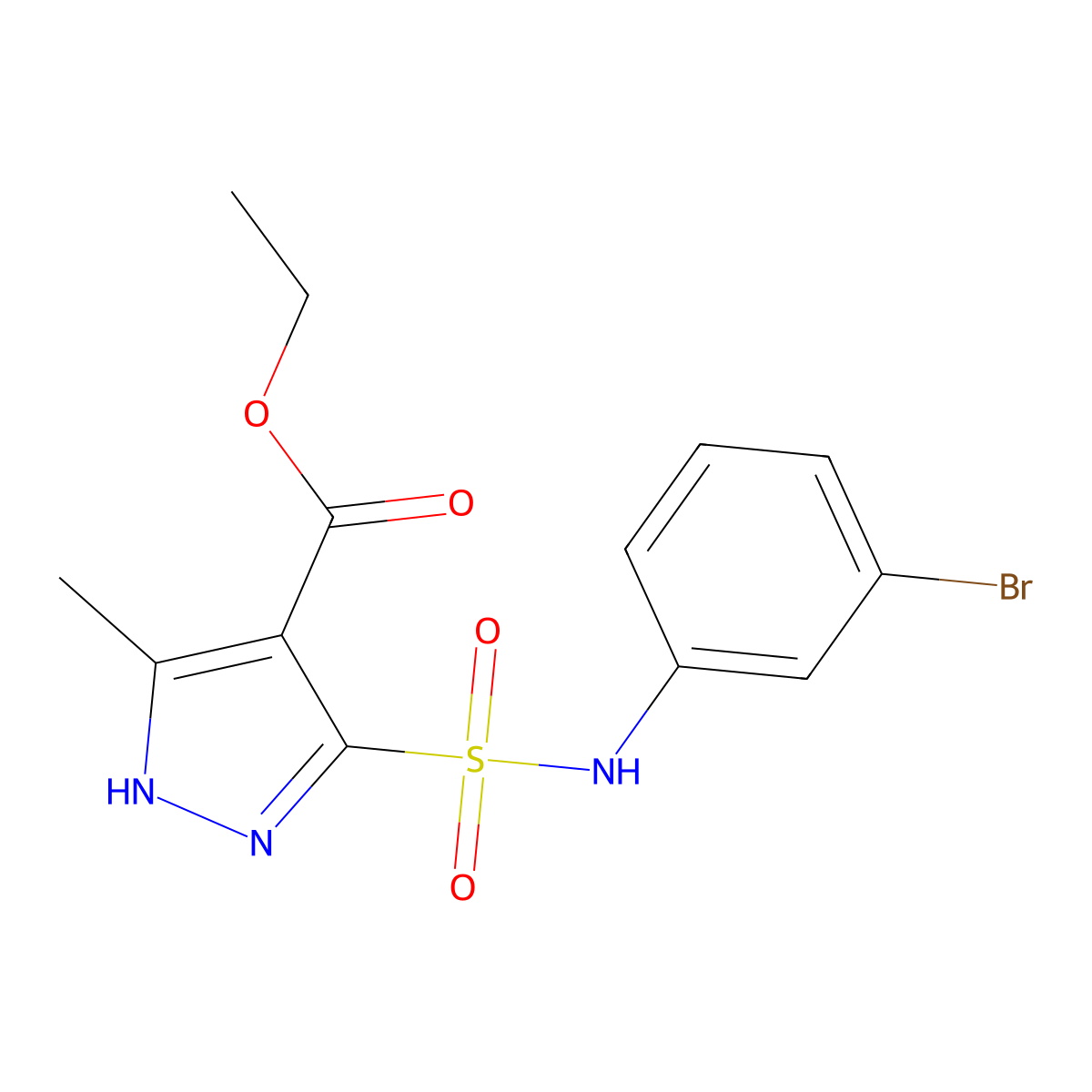 ethyl 5-(N-(3-bromophenyl)sulfamoyl)-3-methyl-1H-pyrazole-4-carboxylate molecular structure, CAS 1298026-51-3