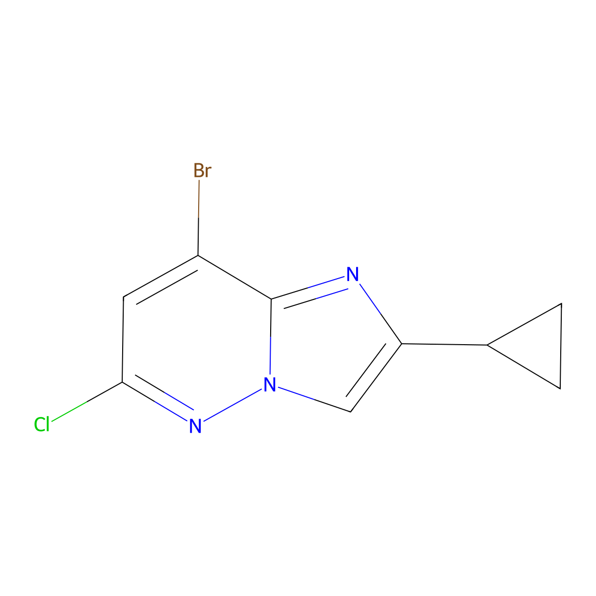 8-Bromo-6-chloro-2-cyclopropylimidazo[1,2-b]pyridazine molecular structure, CAS 1298031-95-4