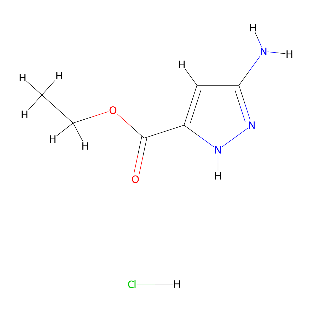 ethyl 5-amino-1H-pyrazole-3-carboxylate hydrochloride molecular structure, CAS 1298034-20-4