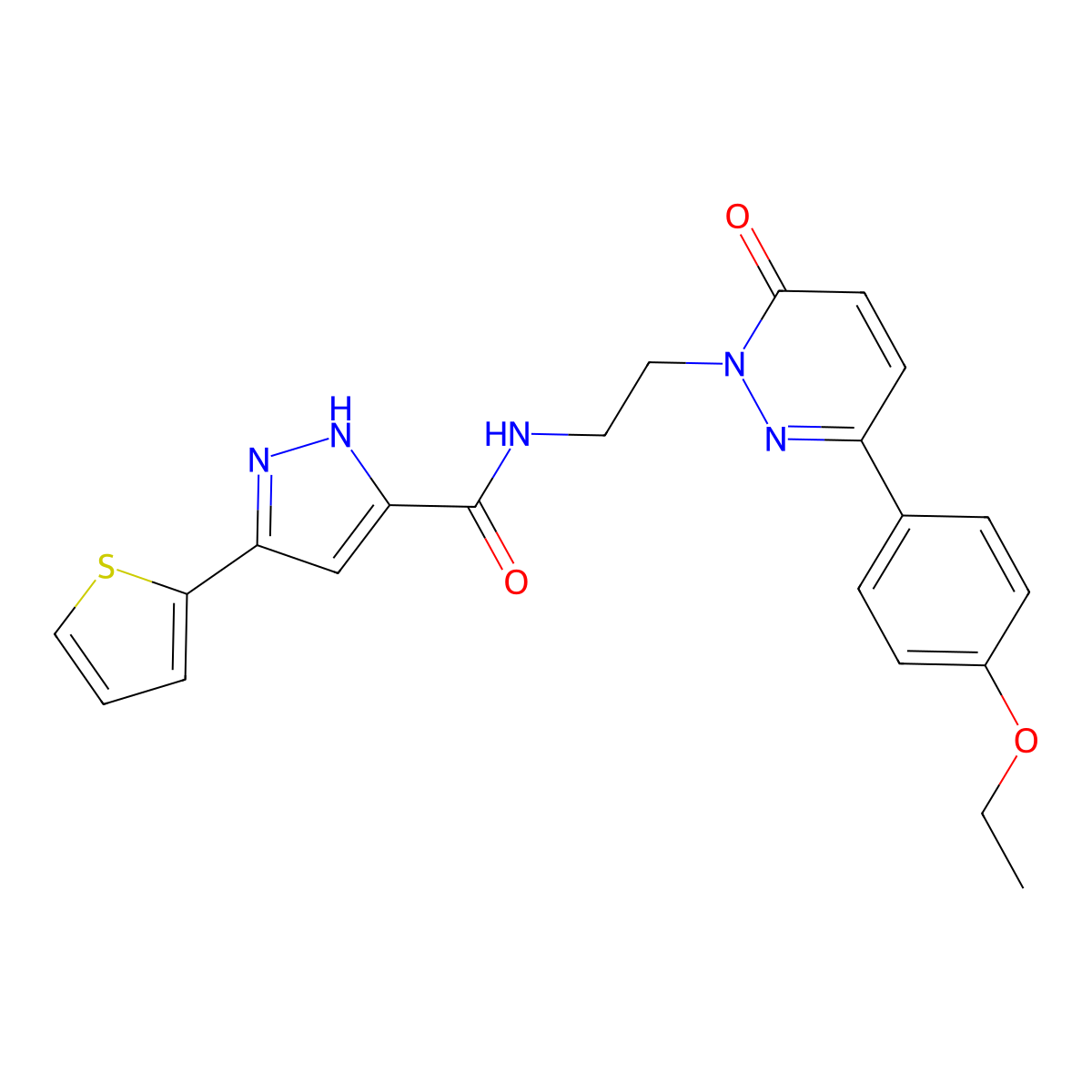 N-(2-(3-(4-ethoxyphenyl)-6-oxopyridazin-1(6H)-yl)ethyl)-3-(thiophen-2-yl)-1H-pyrazole-5-carboxamide molecular structure, CAS 1298036-01-7