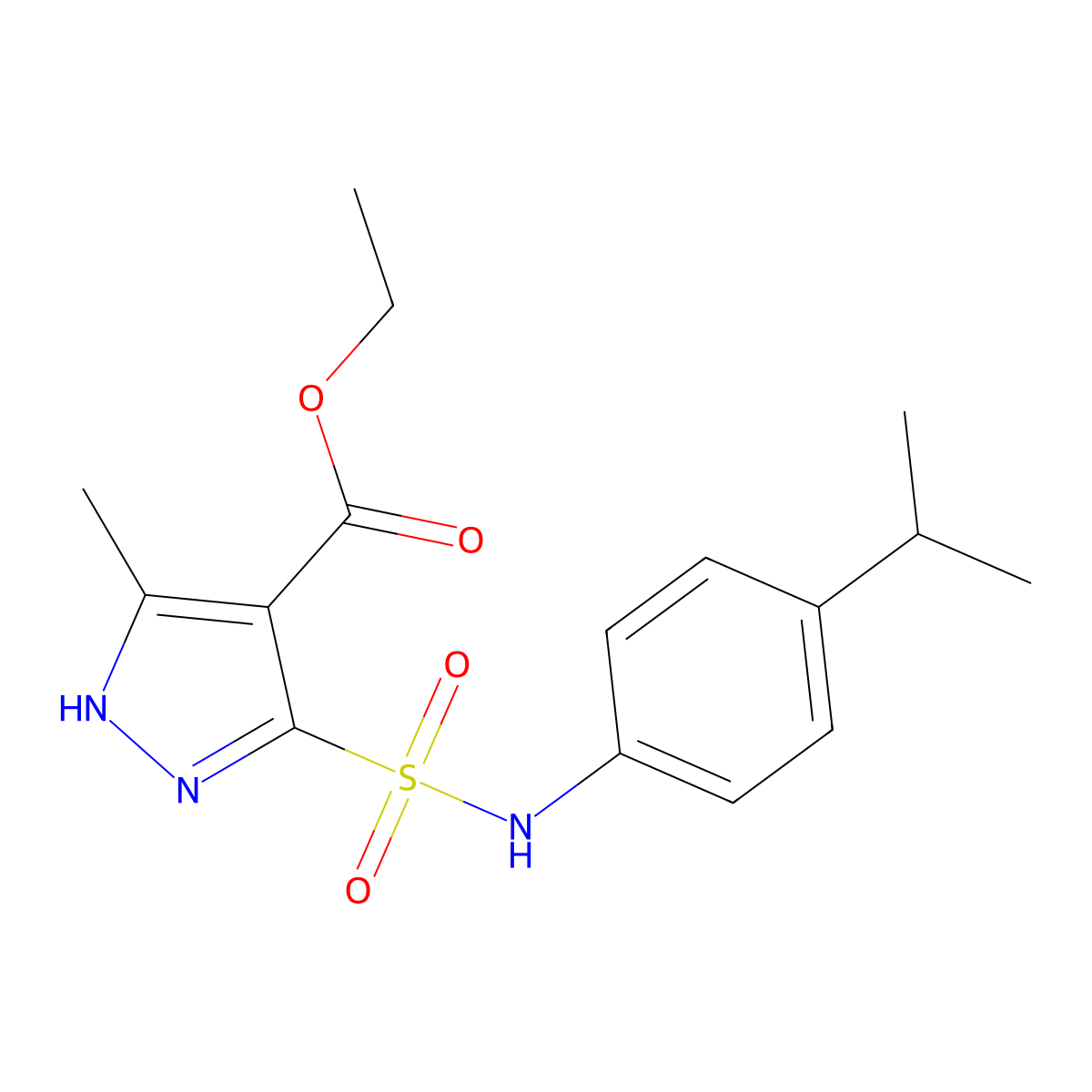 ethyl 5-(N-(4-isopropylphenyl)sulfamoyl)-3-methyl-1H-pyrazole-4-carboxylate molecular structure, CAS 1298036-29-9