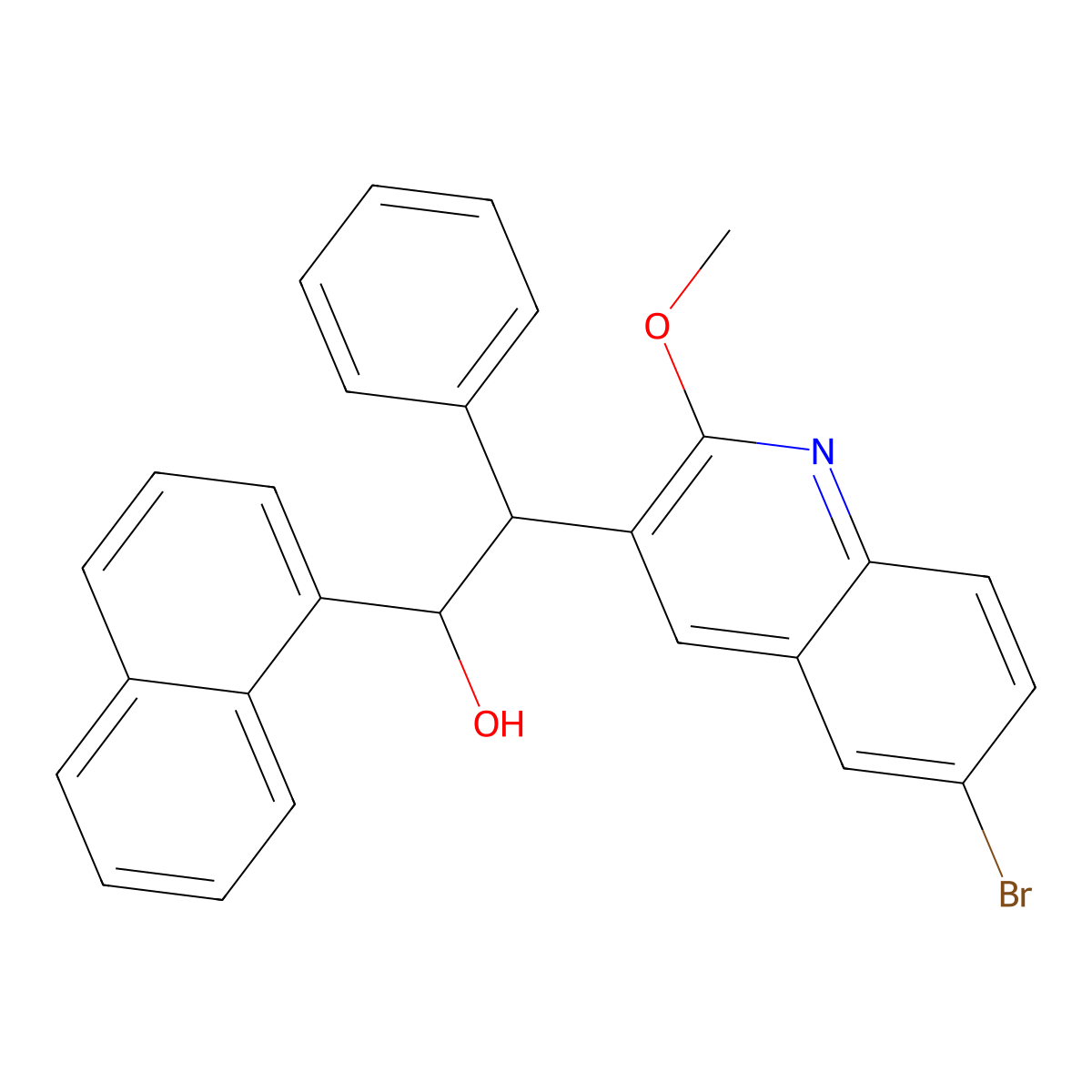 (betaR)-6-Bromo-2-methoxy-alpha-1-naphthalenyl-beta-phenyl-3-quinolineethanol molecular structure, CAS 1298044-24-2