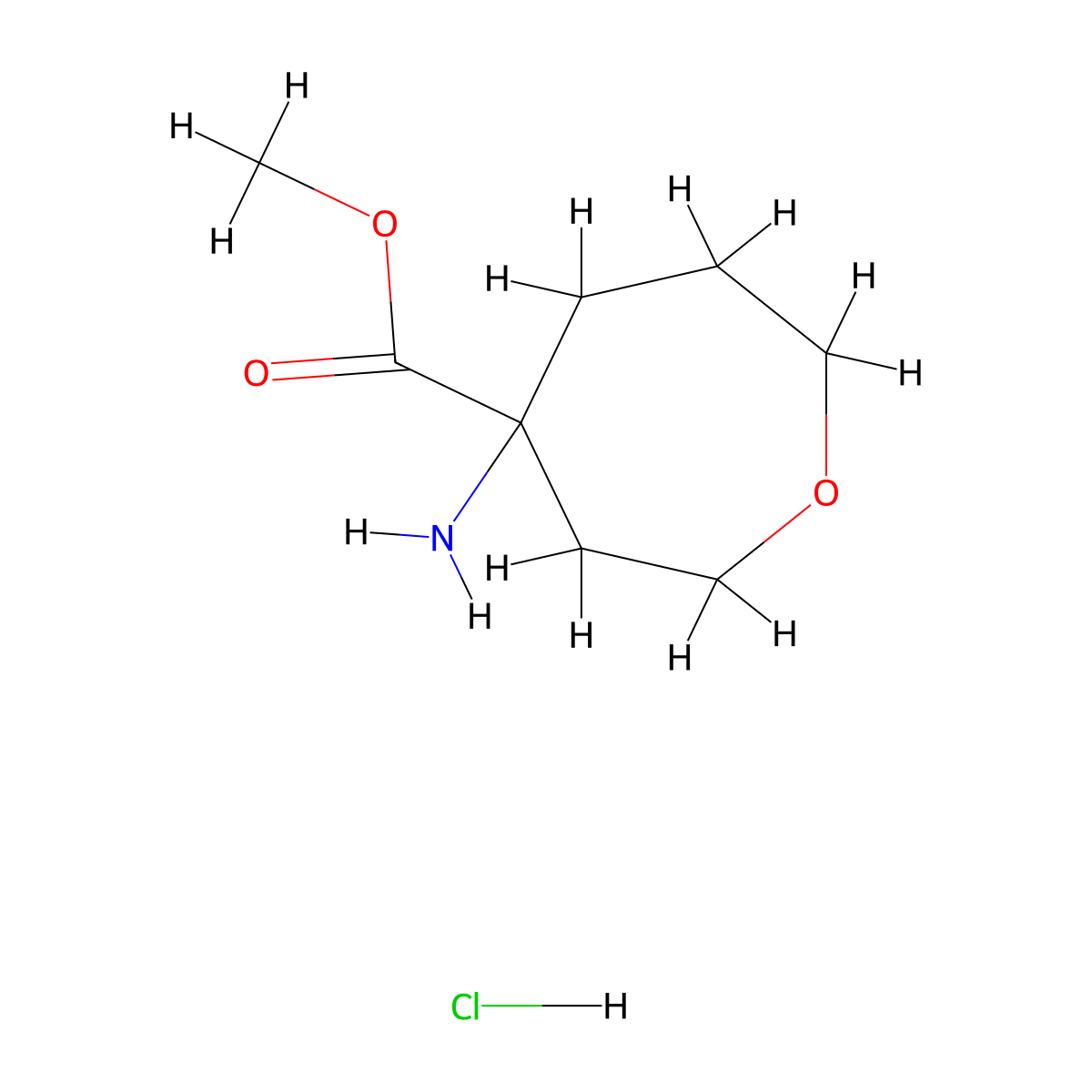 Methyl 4-aminooxepane-4-carboxylate hydrochloride molecular structure, CAS 1298046-07-7