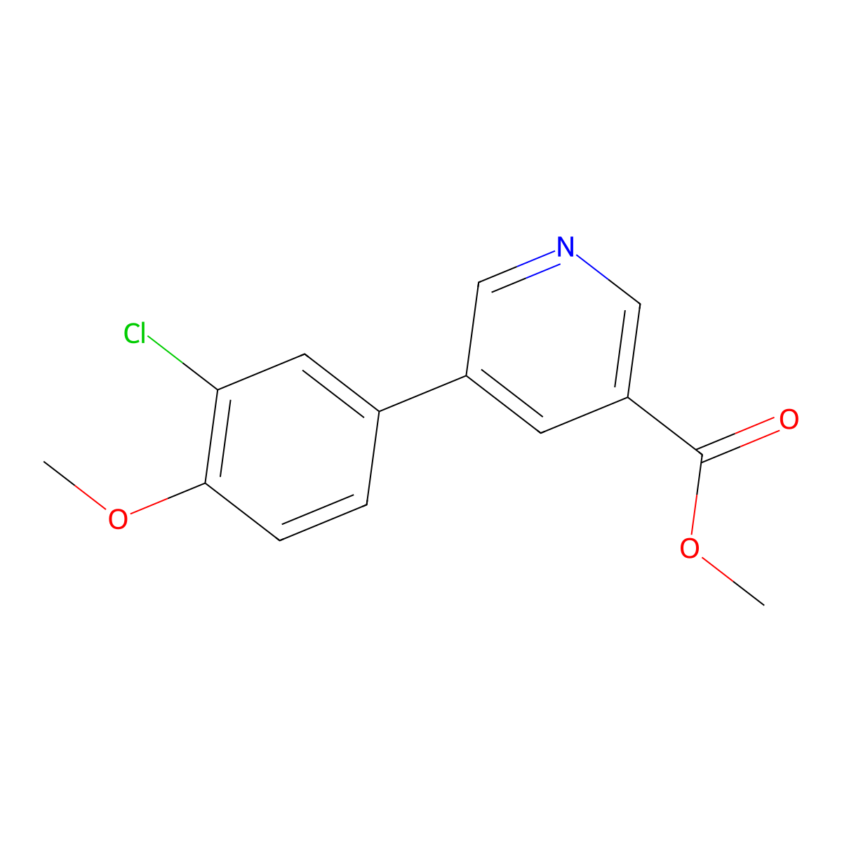 Methyl 5-(3-chloro-4-methoxyphenyl)nicotinate molecular structure, CAS 1298047-68-3