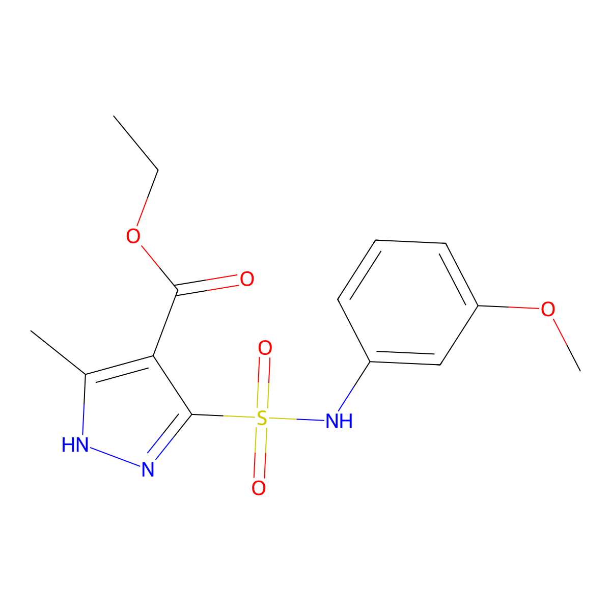 ethyl 5-(N-(3-methoxyphenyl)sulfamoyl)-3-methyl-1H-pyrazole-4-carboxylate molecular structure, CAS 1298053-34-5