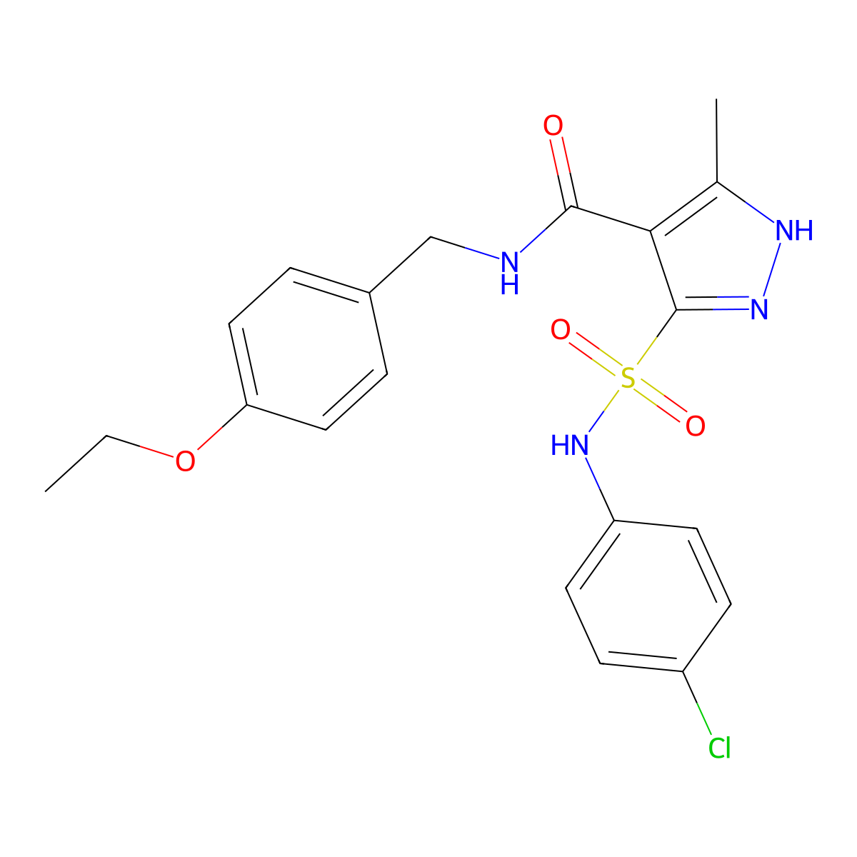 5-[(4-chlorophenyl)sulfamoyl]-N-[(4-ethoxyphenyl)methyl]-3-methyl-1H-pyrazole-4-carboxamide molecular structure, CAS 1298053-51-6