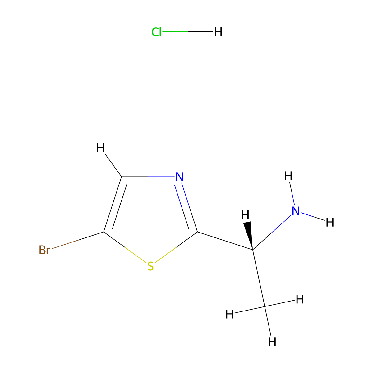 (1R)-1-(5-bromo-1,3-thiazol-2-yl)ethanamine hydrochloride molecular structure, CAS 1298054-96-2