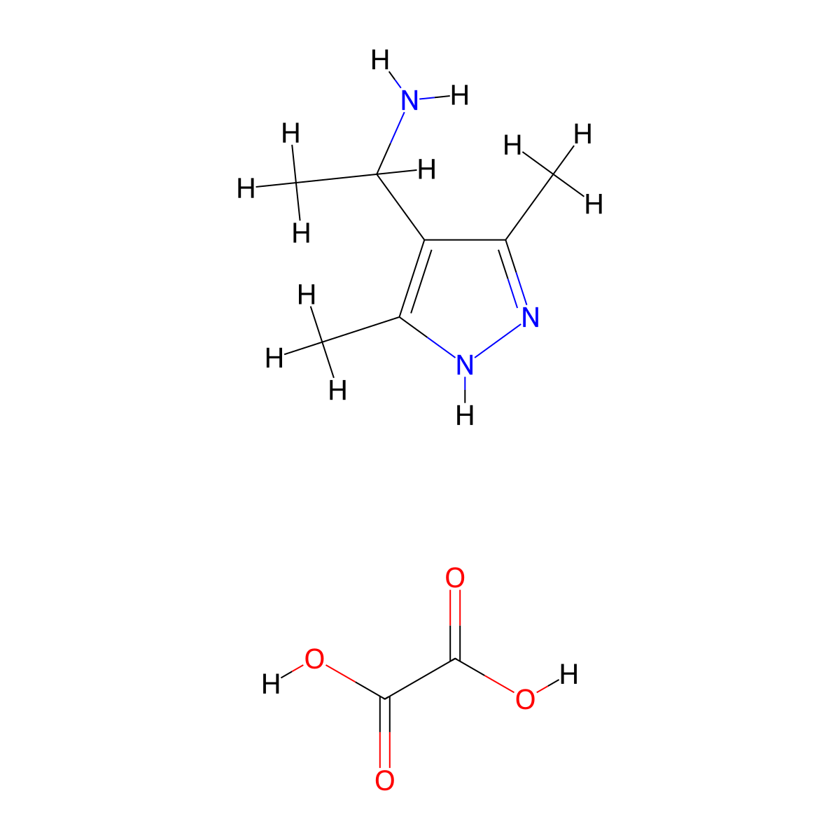 1-(3,5-Dimethyl-1H-pyrazol-4-yl)ethan-1-amine, oxalic acid molecular structure, CAS 1298085-55-8