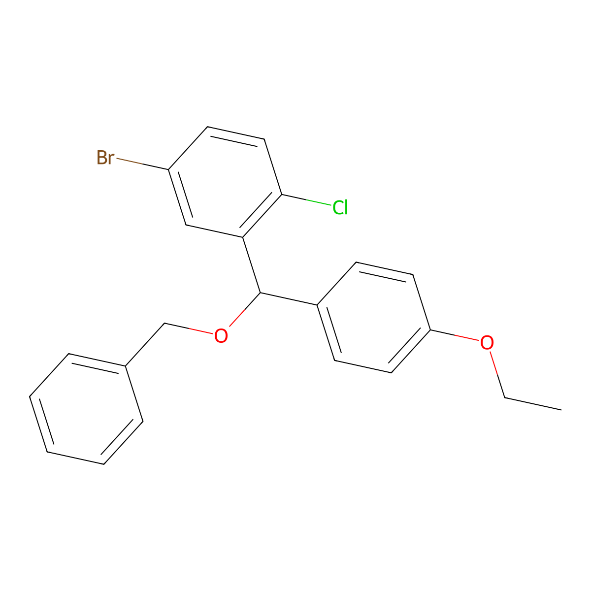 2-((Benzyloxy)(4-ethoxyphenyl)methyl)-4-bromo-1-chlorobenzene molecular structure, CAS 1298086-15-3