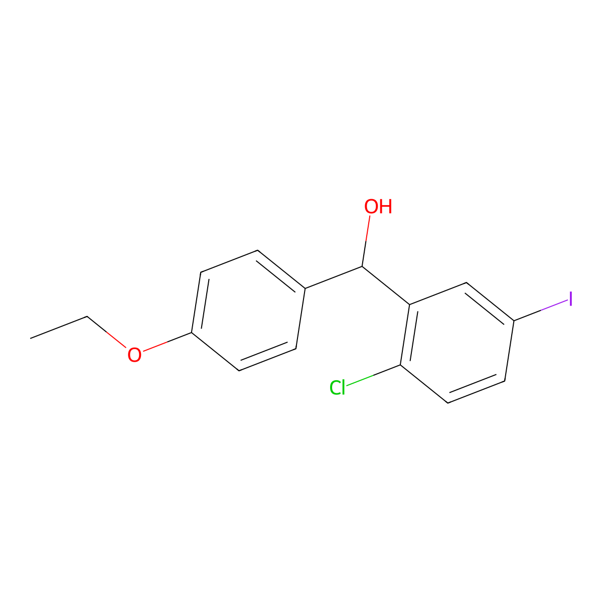 (2-Chloro-5-iodophenyl)(4-ethoxyphenyl)methanol molecular structure, CAS 1298086-29-9