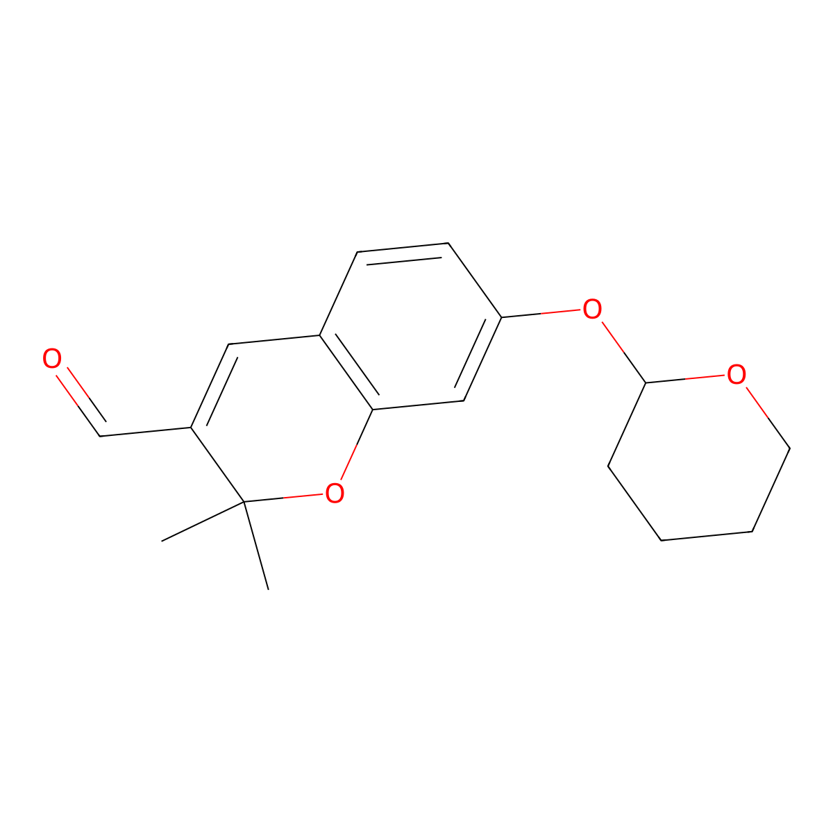 2,2-Dimethyl-7-tetrahydropyran-2-yloxy-chromene-3-carbaldehyde molecular structure, CAS 1298093-47-6
