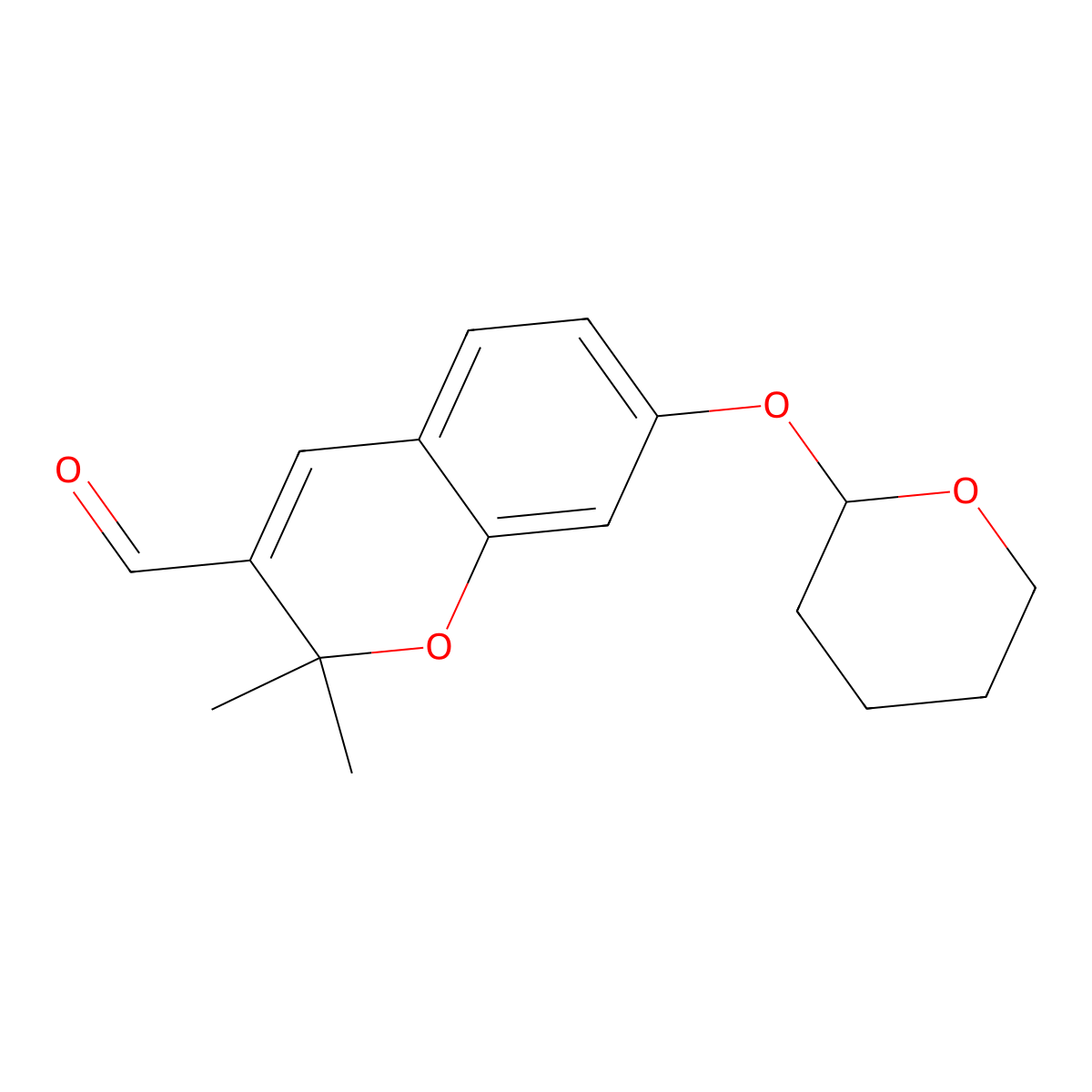 2,2-Dimethyl-7-tetrahydropyran-2-yloxy-chromene-3-carbaldehyde molecular structure, CAS 1298093-47-6