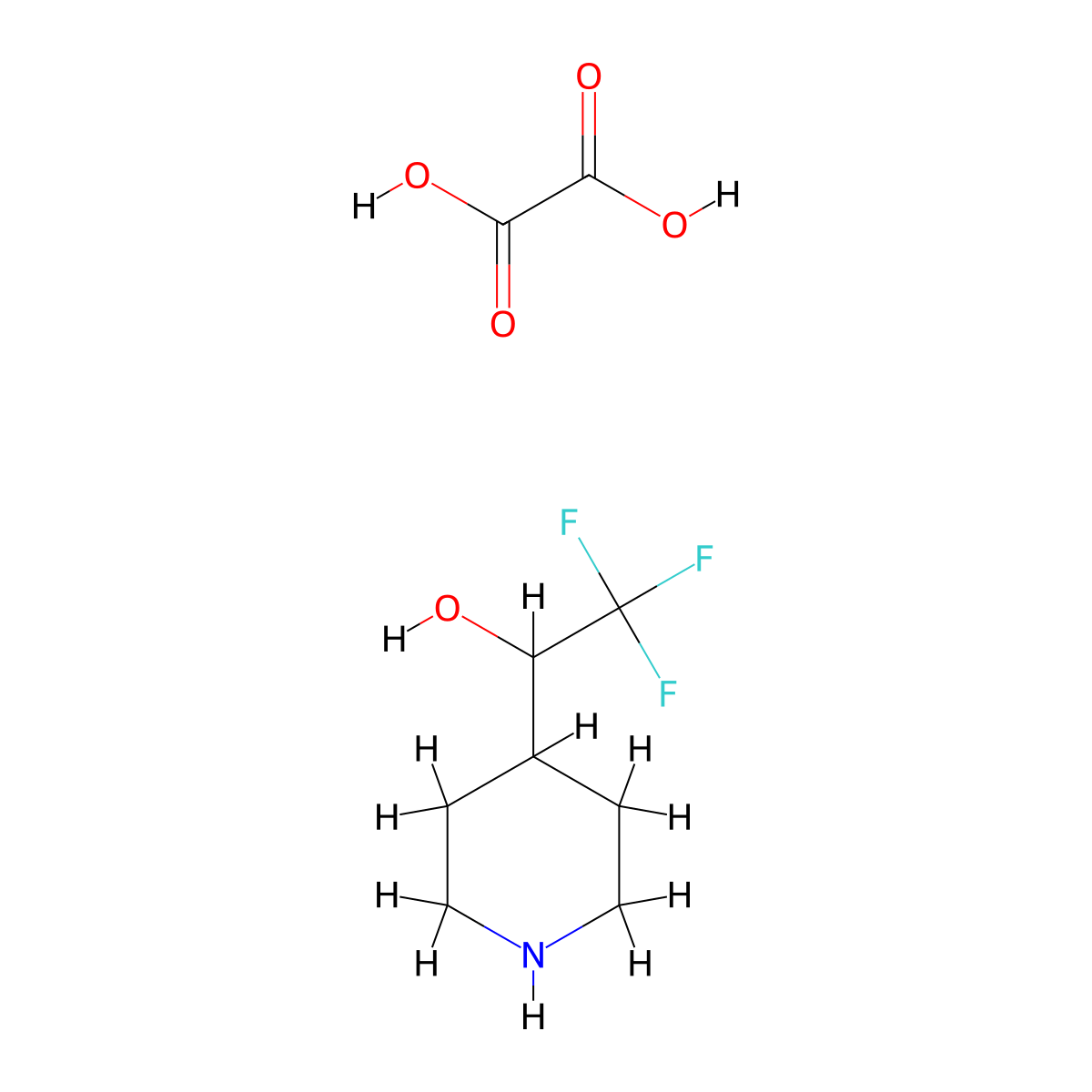 4-(1-Hydroxy-2,2,2-trifluoroethyl)piperidine oxalate molecular structure, CAS 1298094-30-0